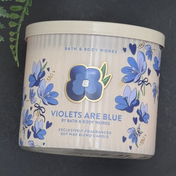 BBW Violets Are Blue Bath & Body Works 3 Wick Candle - Picture 4 of 10